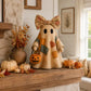 Fantôme vintage patchwork illuminé – décoration de table pour Halloween à la lueur ambrée chaleureuse | Style champêtre