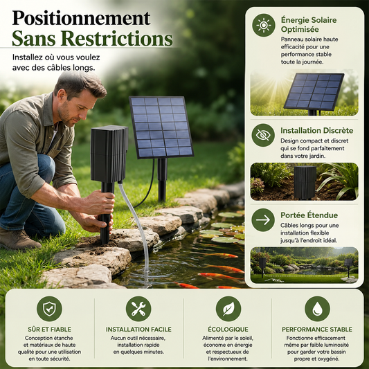 Aérateur solaire pour bassin avec pompe à air