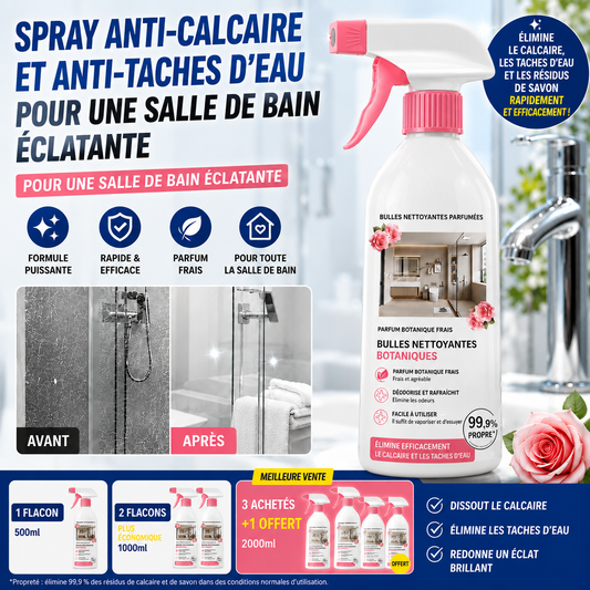 🚿 Transformez votre salle de bain en quelques minutes  Contre le calcaire, les traces d’eau et les dépôts tenaces