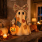 Fantôme vintage patchwork illuminé – décoration de table pour Halloween à la lueur ambrée chaleureuse | Style champêtre
