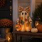 Fantôme vintage patchwork illuminé – décoration de table pour Halloween à la lueur ambrée chaleureuse | Style champêtre