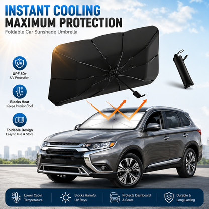 Pare-soleil pliable pour pare-brise de voiture – Conception parapluie, protection UV et protection thermique pour voitures et SUV