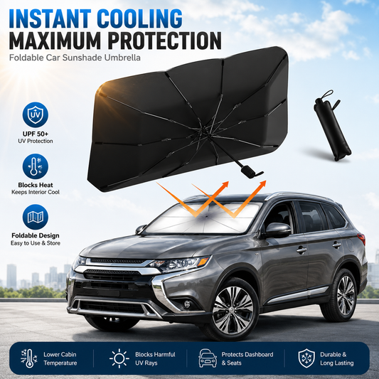 Pare-soleil pliable pour pare-brise de voiture – Conception parapluie, protection UV et protection thermique pour voitures et SUV