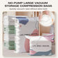 🧳💨 Sacs de rangement sous vide sans pompe : il suffit de presser et de sceller, sans pompe. Gain de place de 80 %, vêtements secs et sans poussière. Idéal pour le linge de lit encombrant et les vêtements saisonniers. 🛏️🗄️