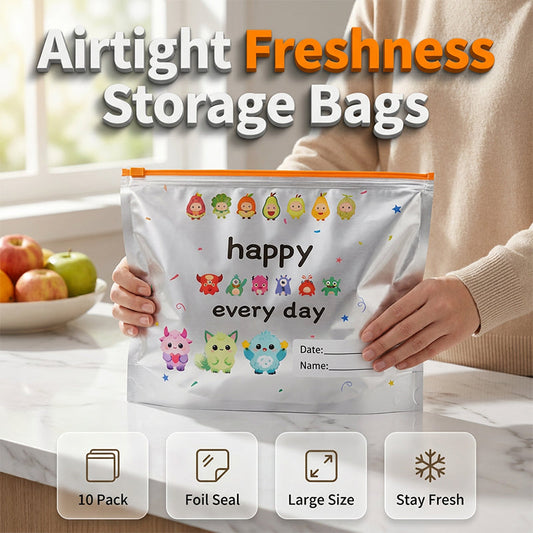 🔥 Lot de 10 Sacs Réutilisables Hermétiques | Conservez vos aliments frais plus longtemps 🥦🥩